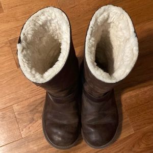 UGG Brown Leather Kensington Biker Boots 5678 Women's Size 7 *Somewhat Worn*